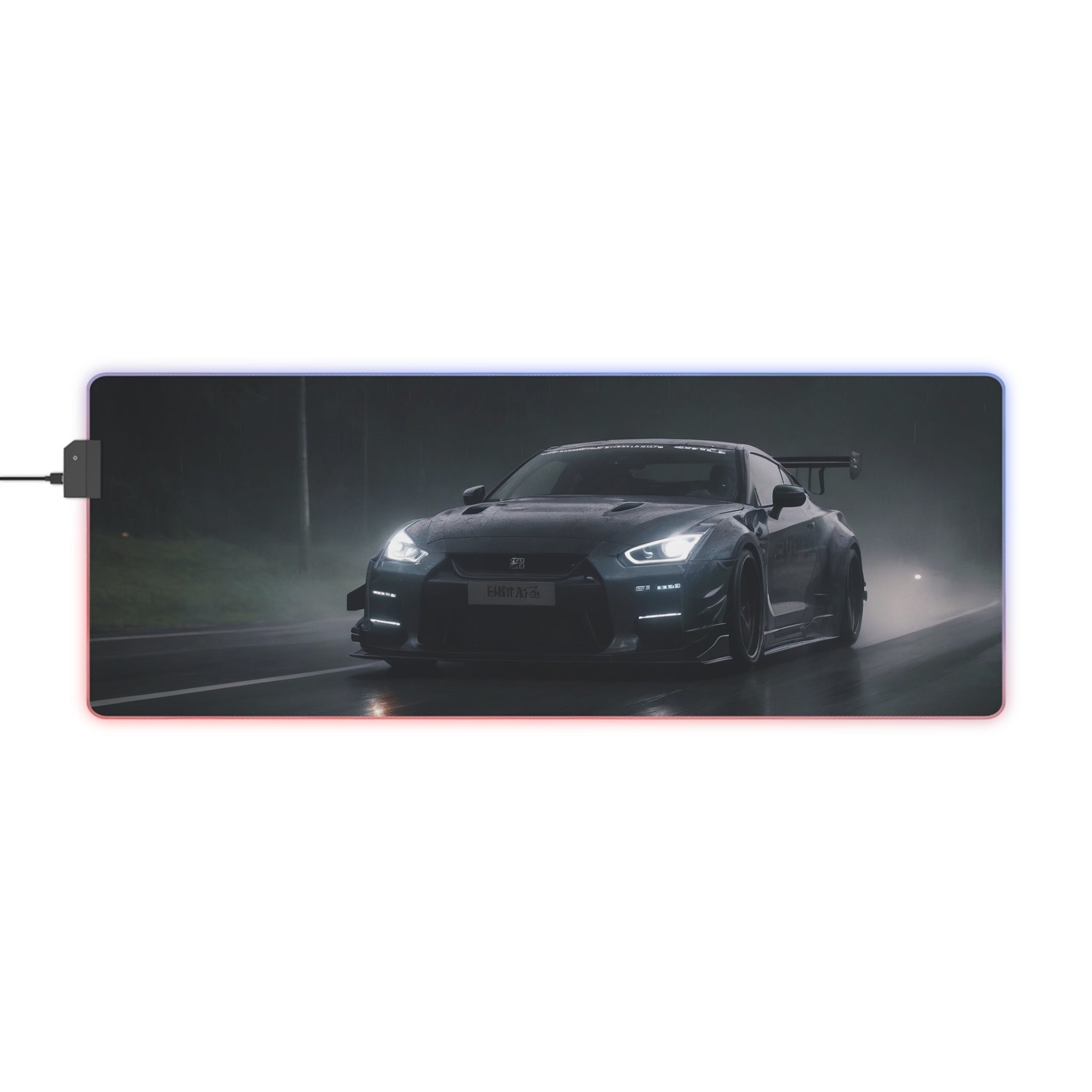Tapis de Souris Gaming LED RGB Drift Car - Design Course Nocturne Printify