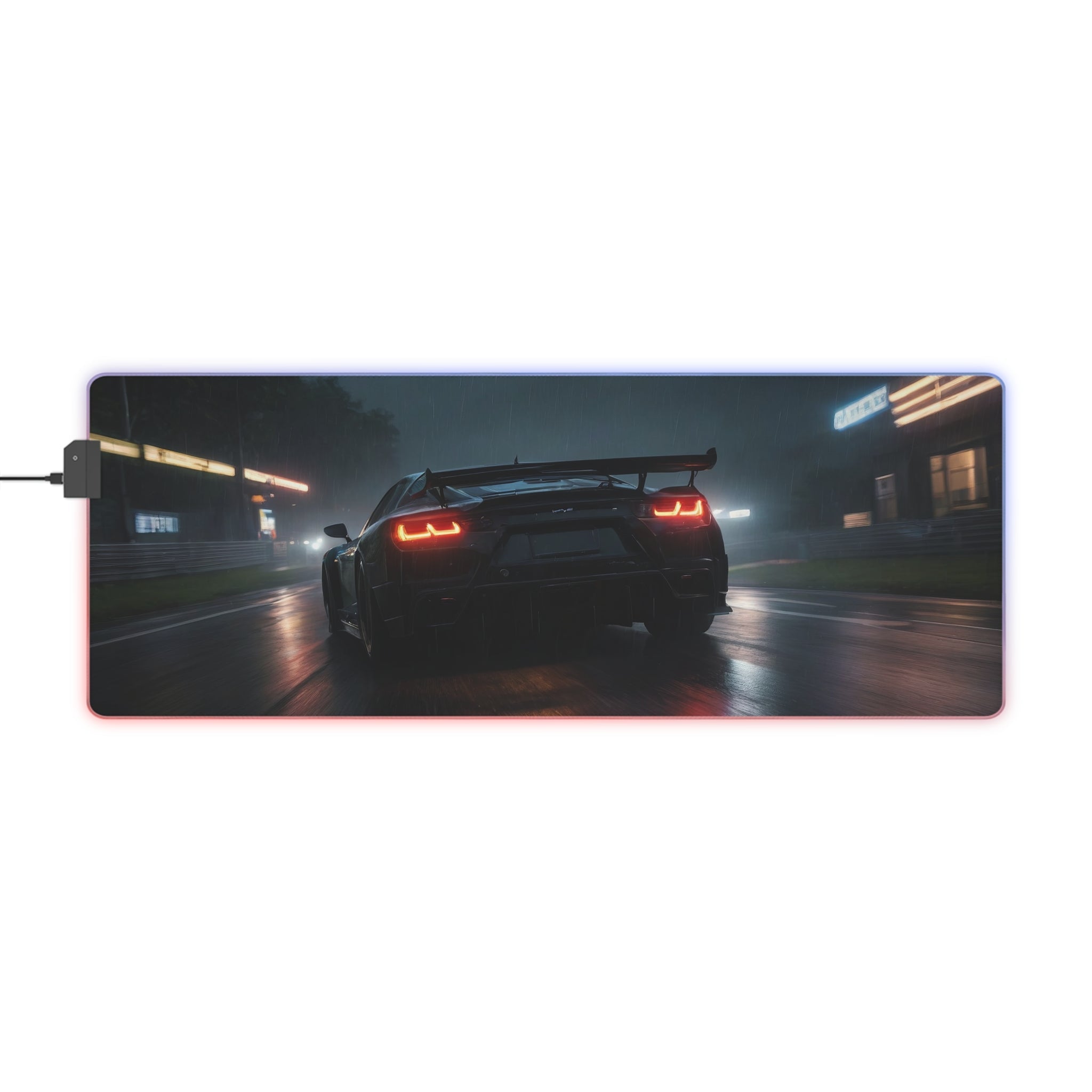 Tapis de Souris Gaming LED RGB Drift Racing - Design Course Urbaine Printify