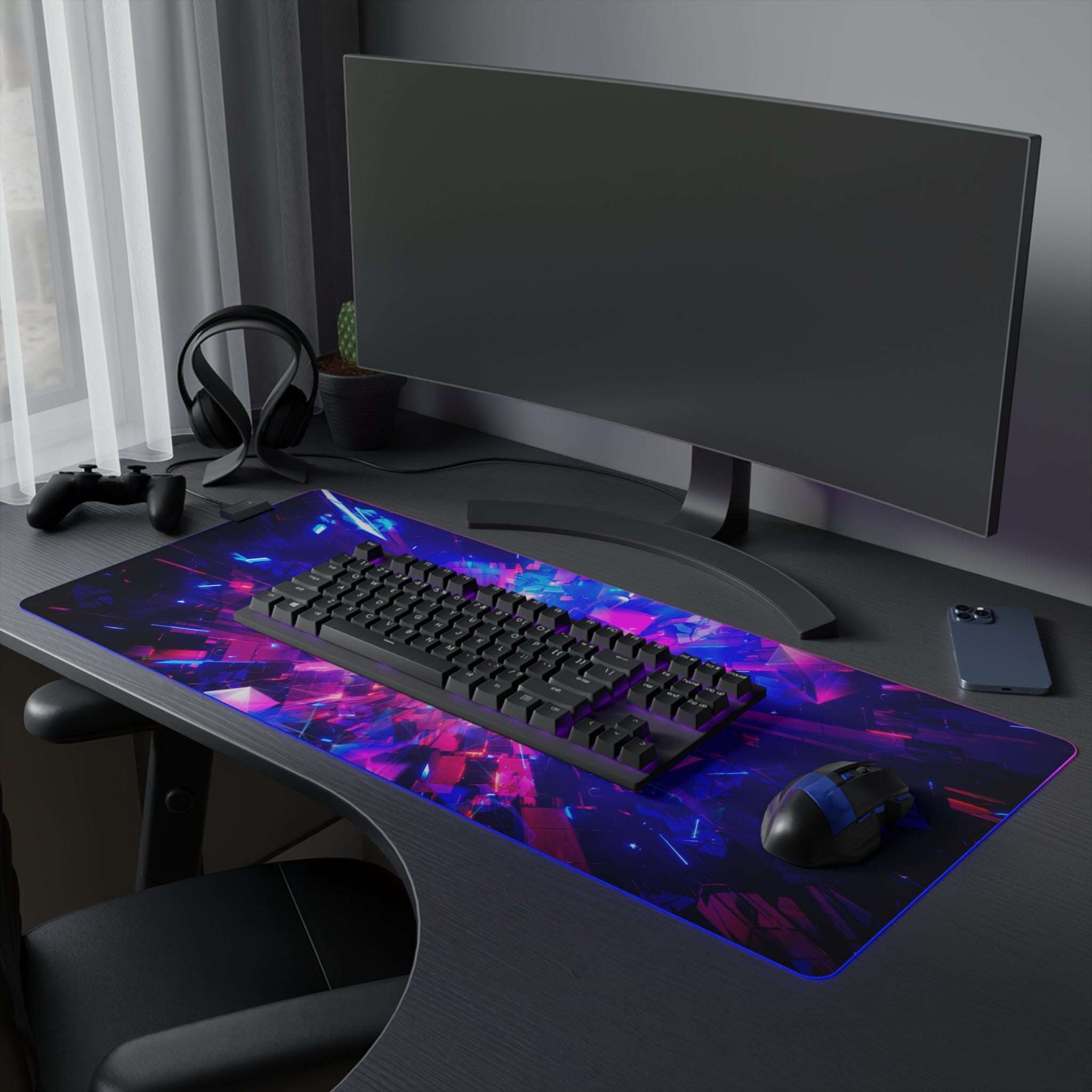 Tapis de Souris Gaming LED RGB Espace Néon — Design Explosion Cosmique XXL | PadCraft Studio - PadCraftStudio