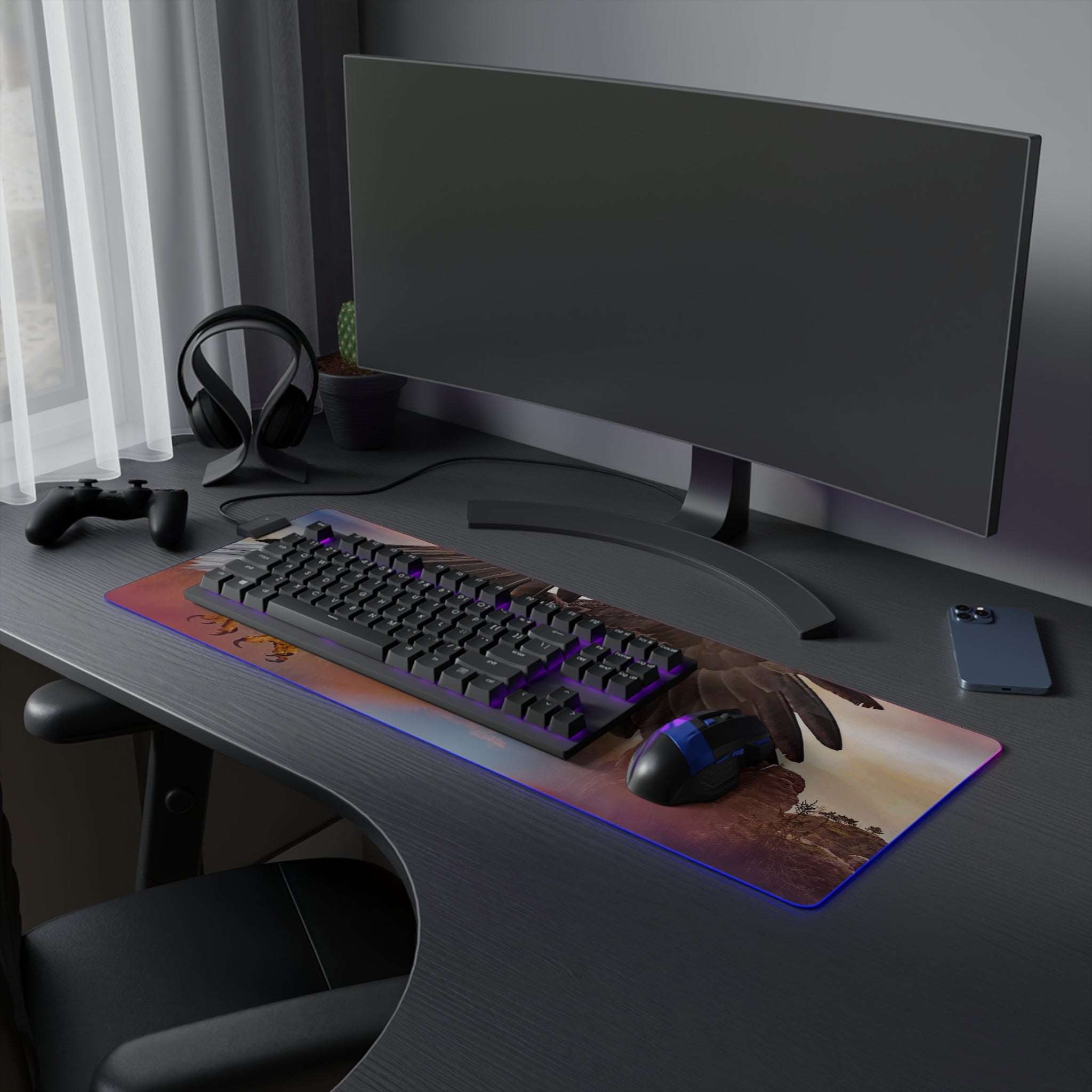 Tapis de Souris Gaming LED RGB Aigle — Design Majestueux Nature XXL | PadCraft Studio - PadCraftStudio