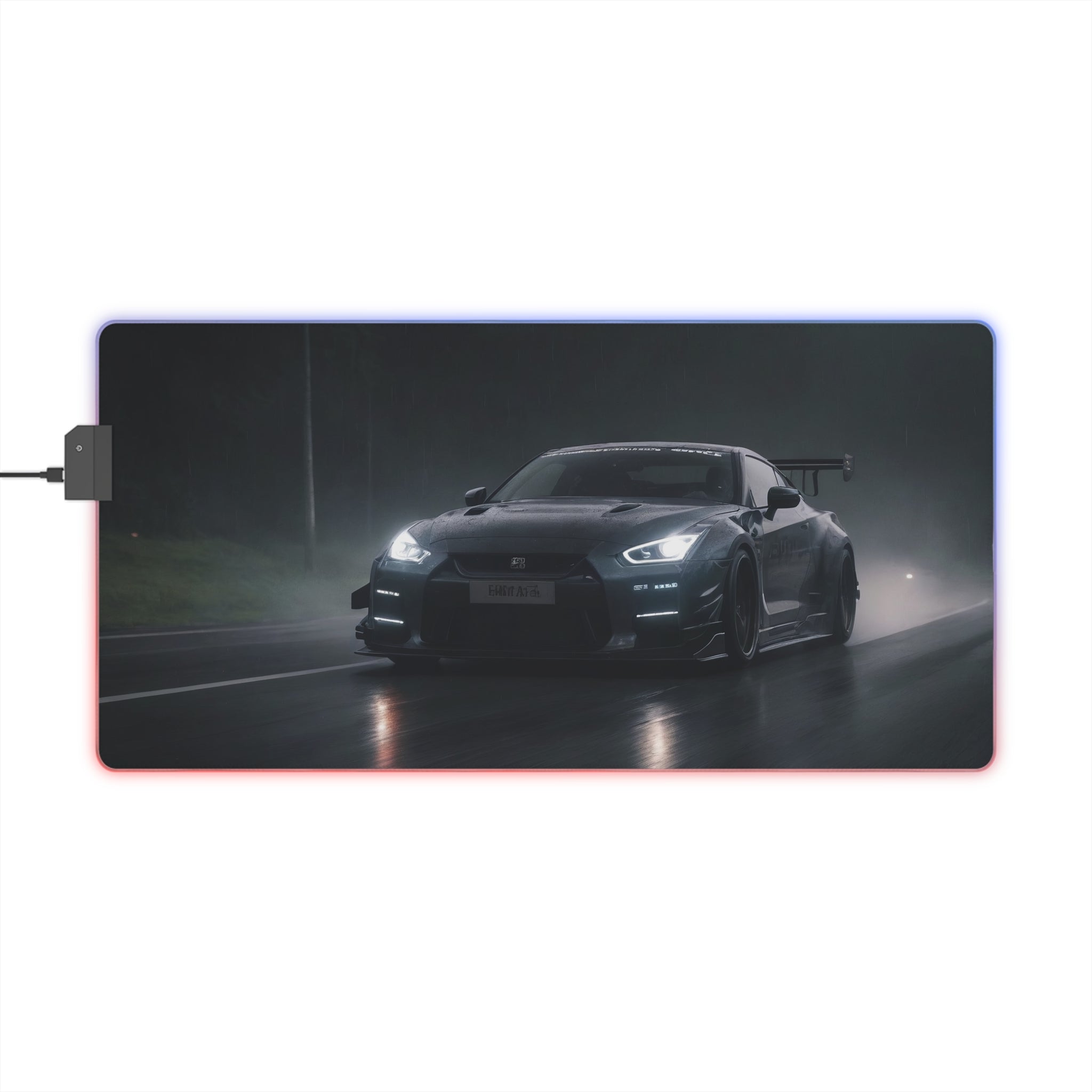 Tapis de Souris Gaming LED RGB Drift Car - Design Course Nocturne Printify