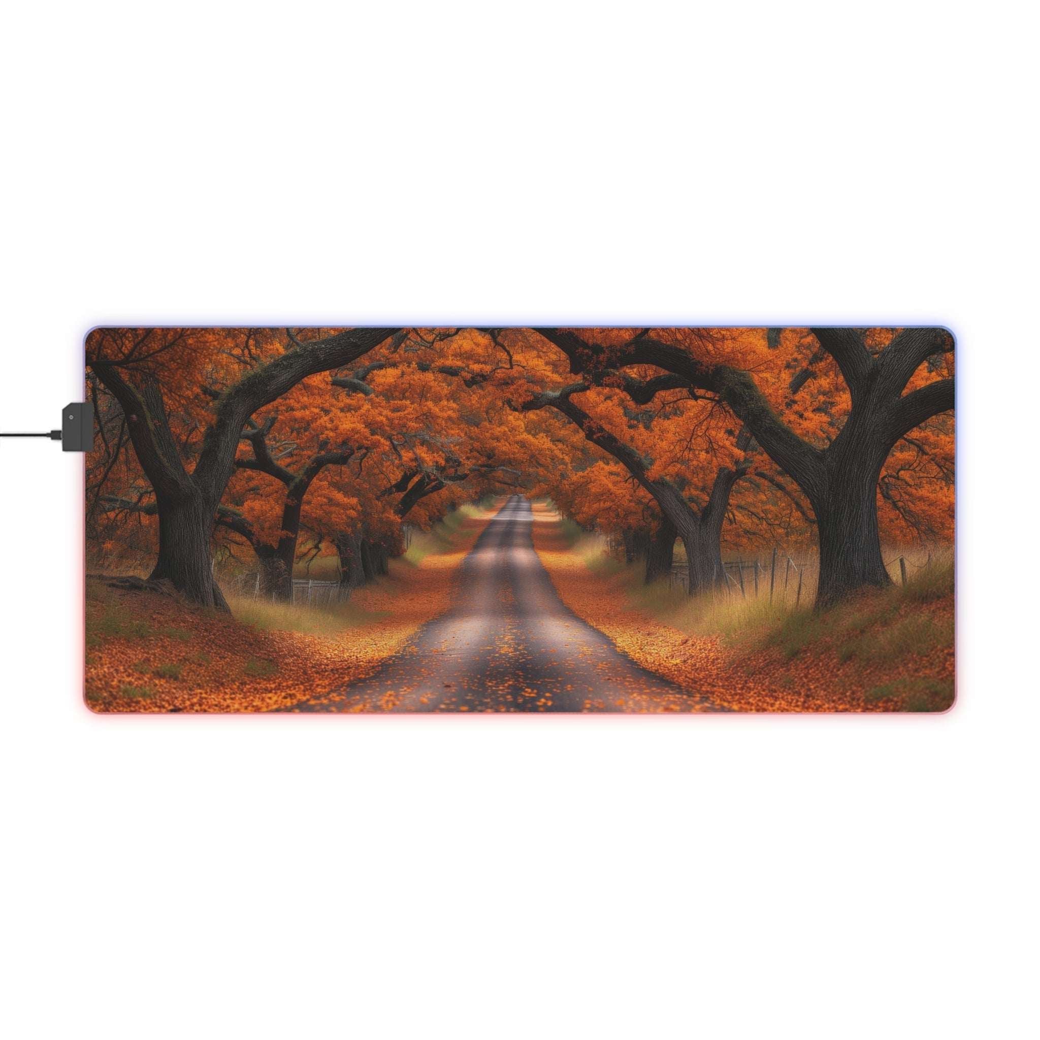 Tapis de Souris Gaming LED RGB Forêt d'Automne - Paysage Nature - PadCraftStudio
