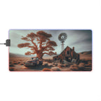 Tapis de Souris Gaming LED RGB Désert Rustique - Ferme Abandonnée Printify