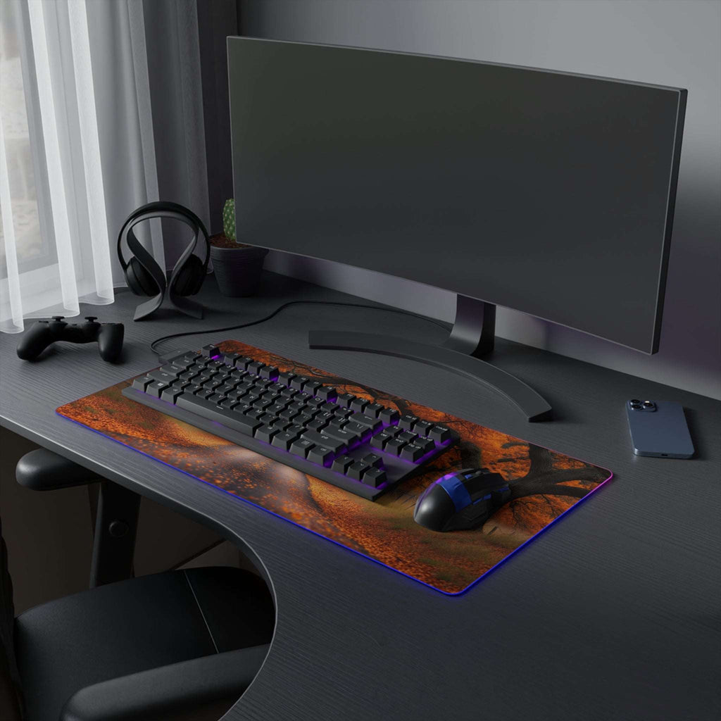 Tapis de Souris Gaming LED RGB Forêt d'Automne - Paysage Nature - PadCraftStudio
