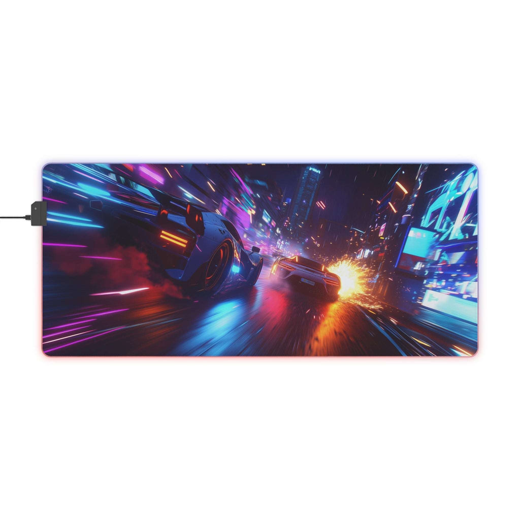 Tapis de Souris Gaming LED RGB Cyber Race Néon — Design Course Futuriste XXL | PadCraft Studio - PadCraftStudio