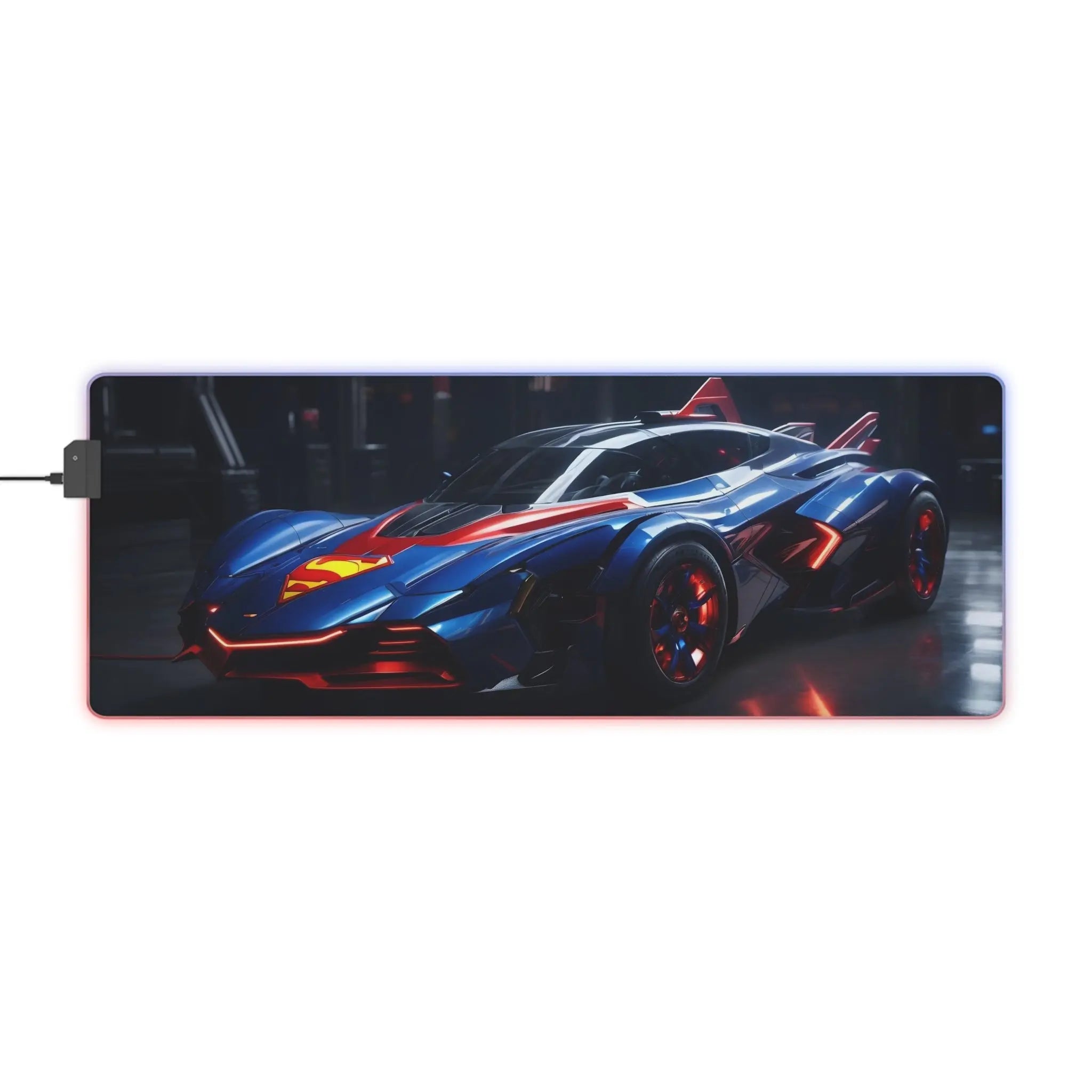 LED Gaming Mouse Pad — Neon Supercar RGB Desk Mat for Gamers Printify