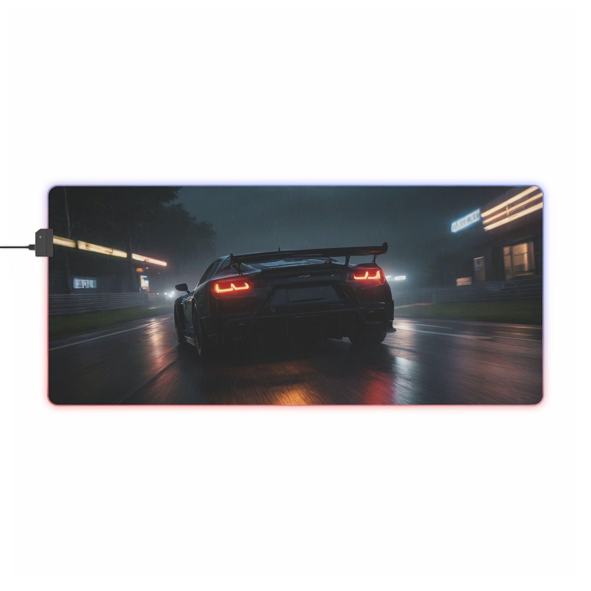 Tapis de Souris Gaming LED RGB Drift Racing - Design Course Urbaine Printify