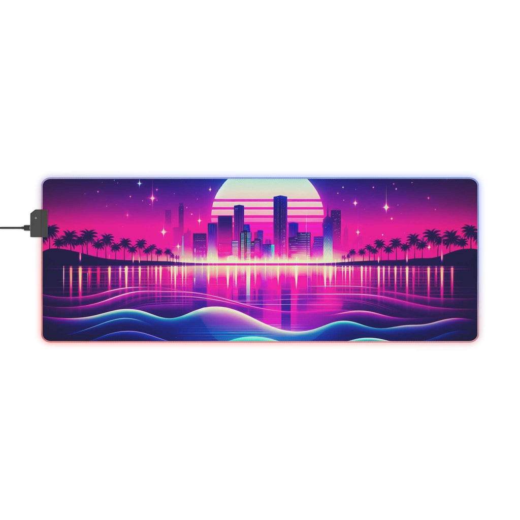 Tapis de Souris Gaming LED RGB Sunset Rétro — Design Cityscape Néon XXL | PadCraft Studio - PadCraftStudio