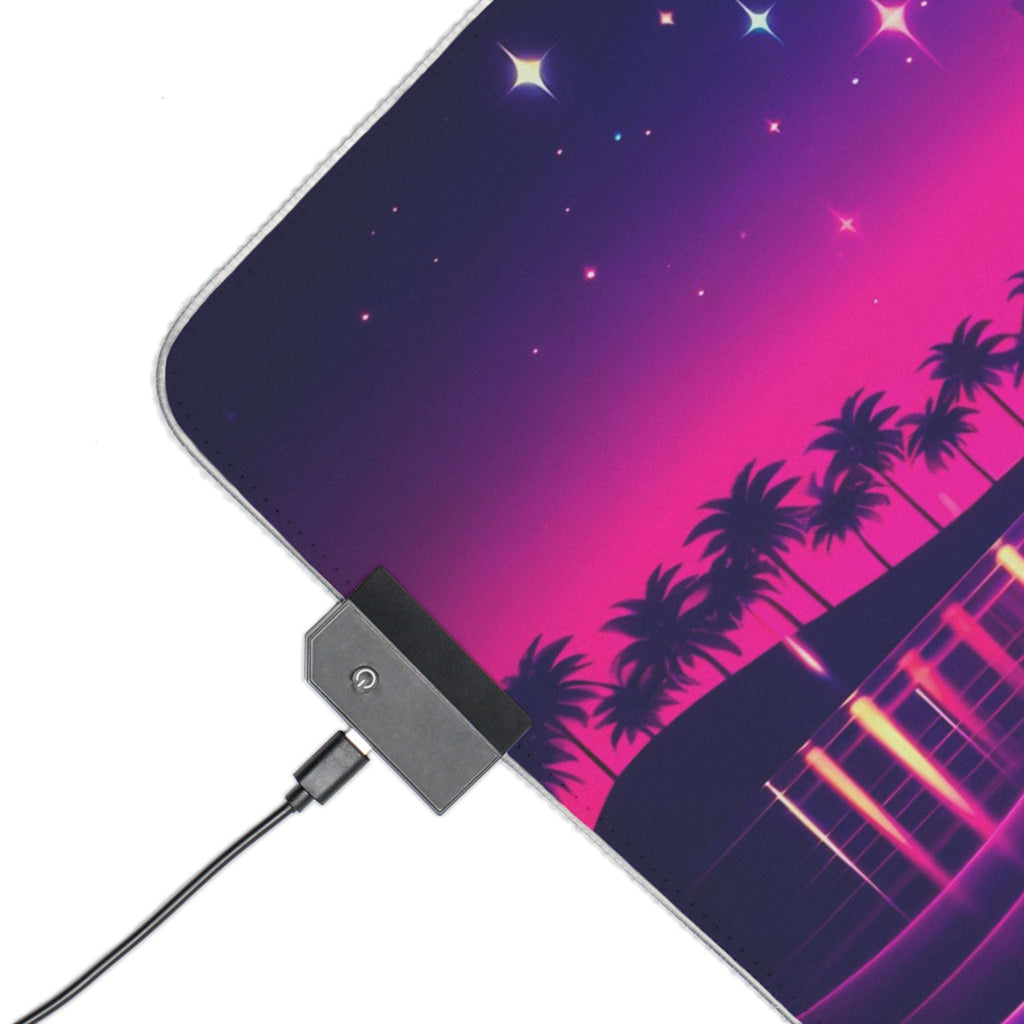 Tapis de Souris Gaming LED RGB Sunset Rétro — Design Cityscape Néon XXL | PadCraft Studio - PadCraftStudio