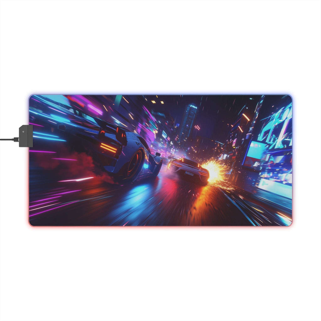 Tapis de Souris Gaming LED RGB Cyber Race Néon — Design Course Futuriste XXL | PadCraft Studio - PadCraftStudio