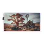 Tapis de Souris Gaming LED RGB Désert Rustique - Ferme Abandonnée Printify