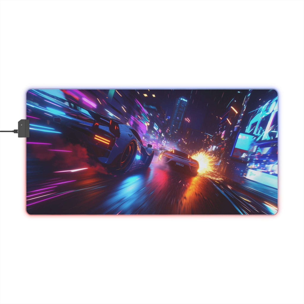 Tapis de Souris Gaming LED RGB Cyber Race Néon — Design Course Futuriste XXL | PadCraft Studio - PadCraftStudio