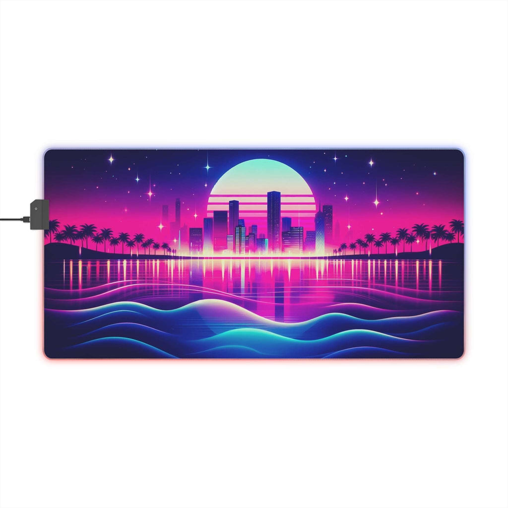 Tapis de Souris Gaming LED RGB Sunset Rétro — Design Cityscape Néon XXL | PadCraft Studio - PadCraftStudio