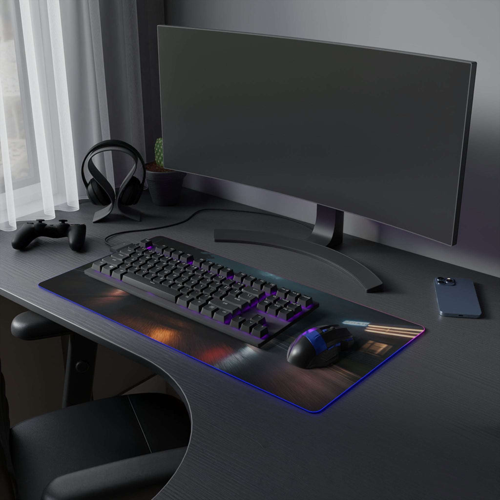 Tapis de Souris Gaming LED RGB Drift Racing - Design Course Urbaine Printify