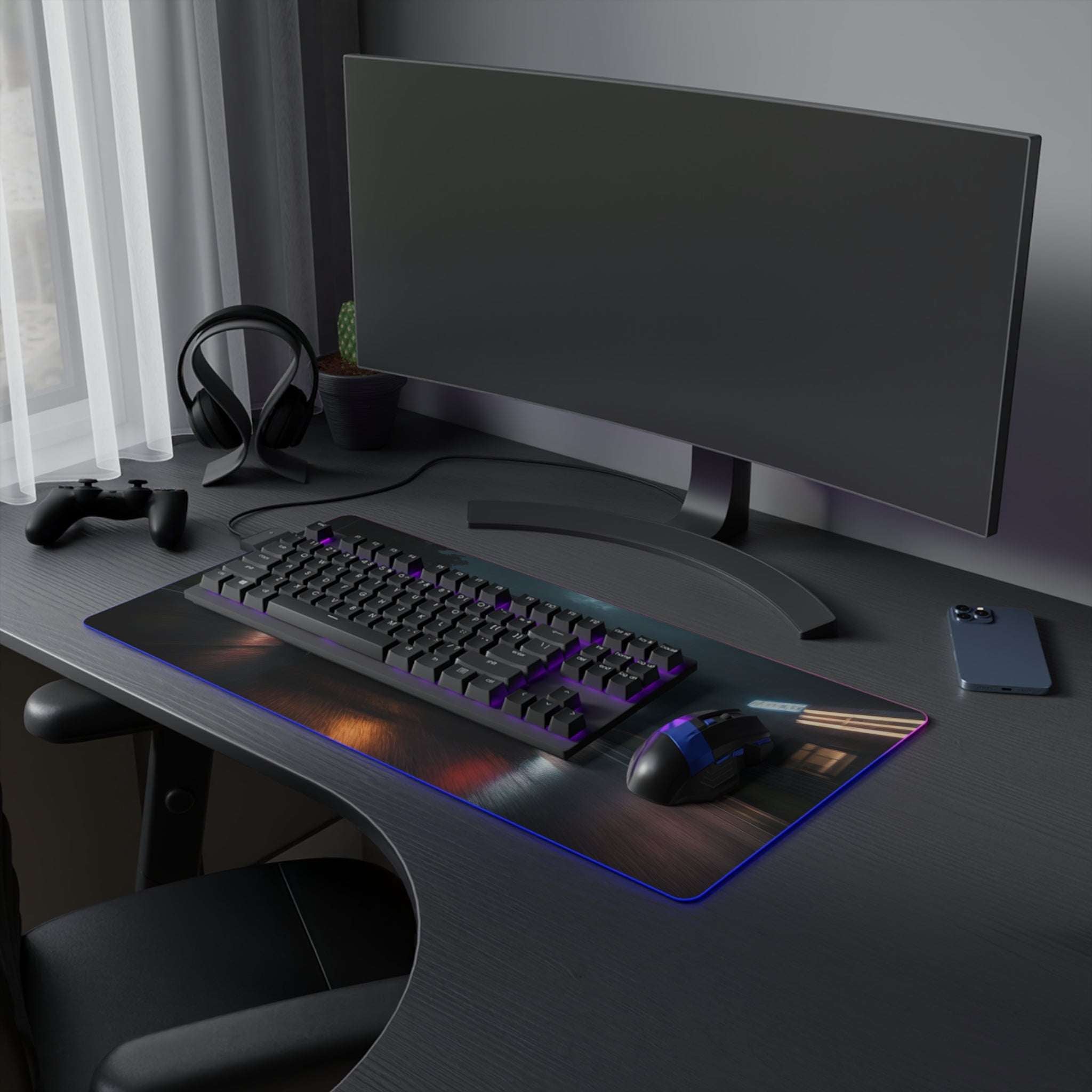 Tapis de Souris Gaming LED RGB Drift Racing - Design Course Urbaine Printify
