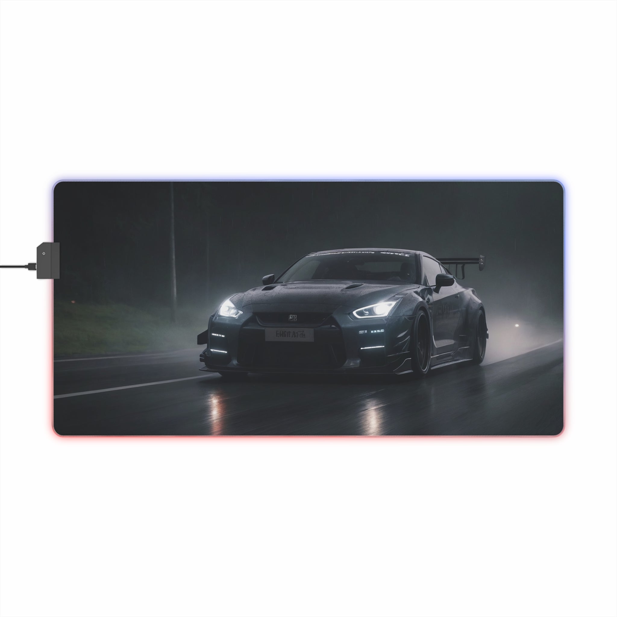 Tapis de Souris Gaming LED RGB Drift Car - Design Course Nocturne Printify