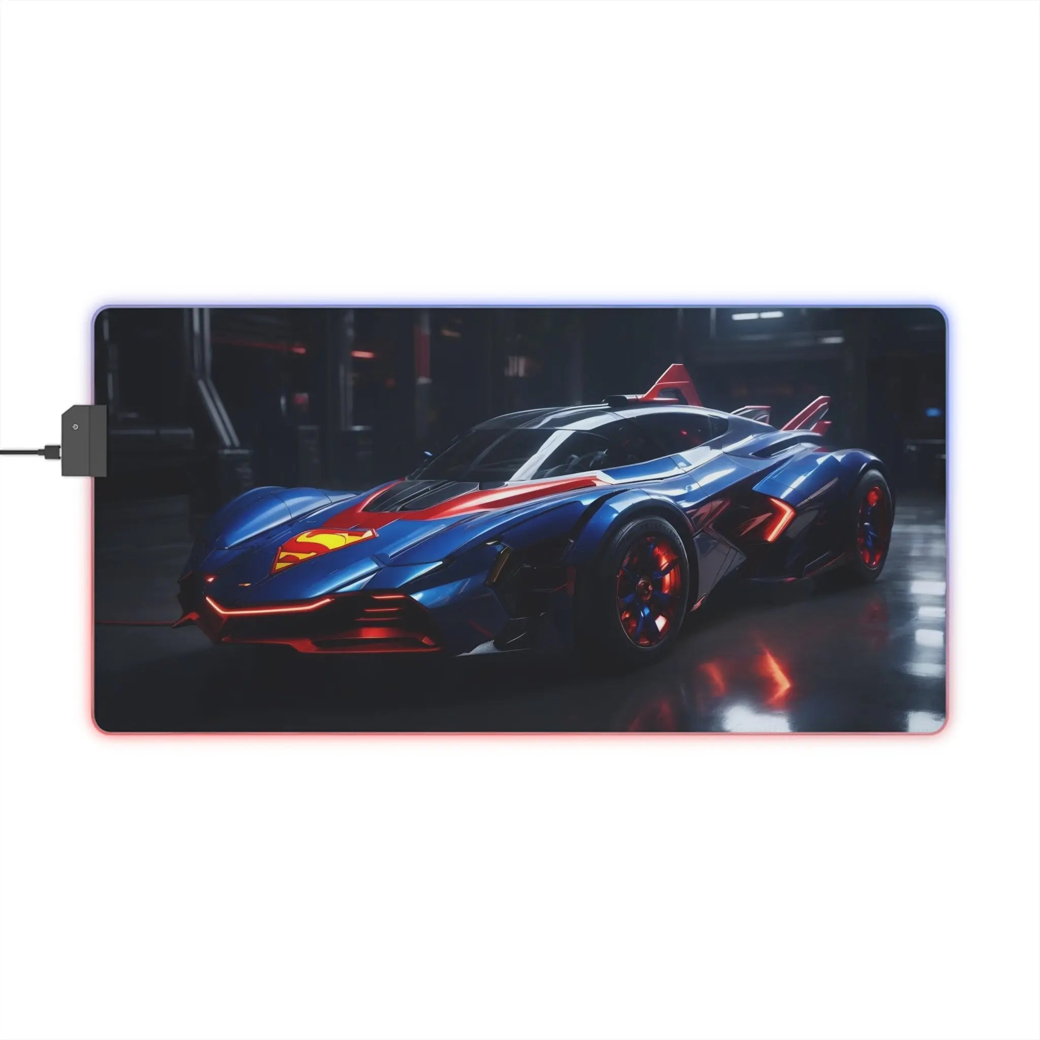 LED Gaming Mouse Pad — Neon Supercar RGB Desk Mat for Gamers Printify
