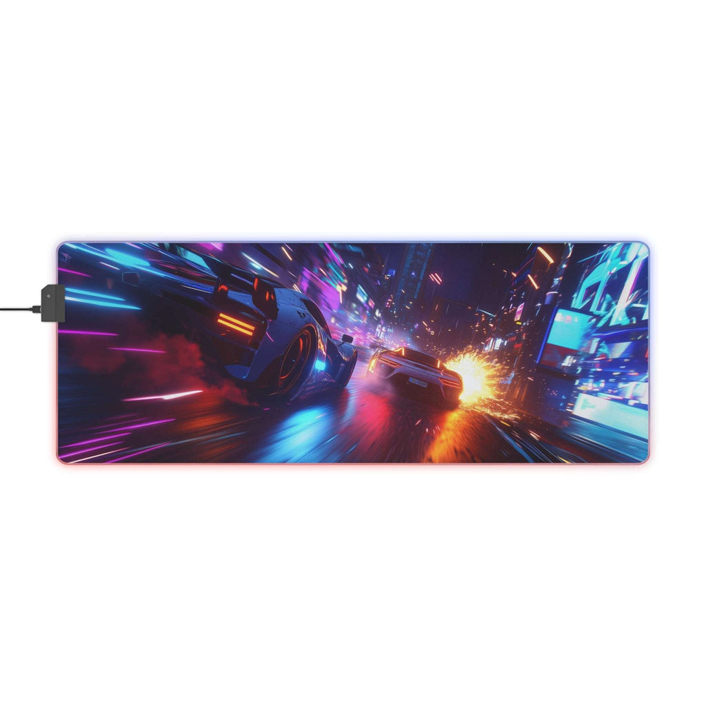 Tapis de Souris Gaming LED RGB Cyber Race Néon — Design Course Futuriste XXL | PadCraft Studio - PadCraftStudio