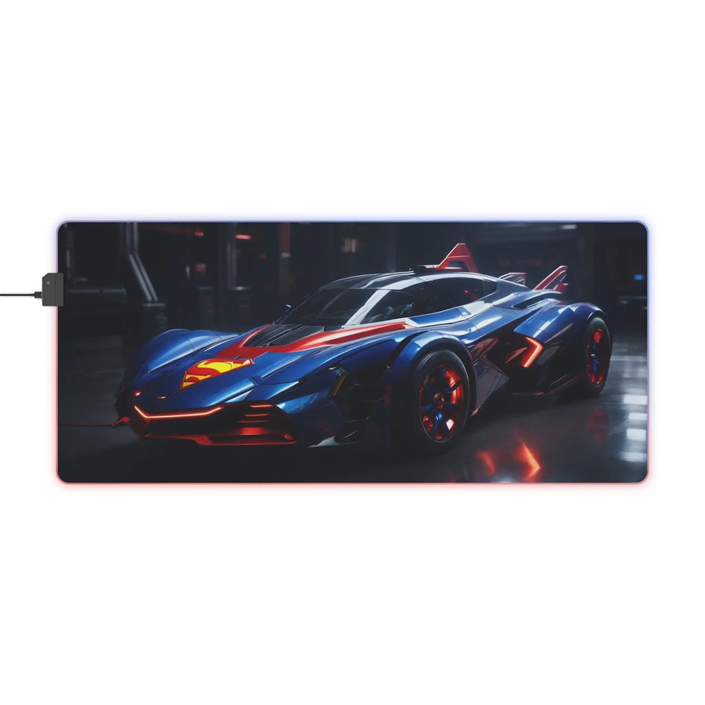 LED Gaming Mouse Pad — Neon Supercar RGB Desk Mat for Gamers Printify
