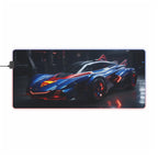 LED Gaming Mouse Pad — Neon Supercar RGB Desk Mat for Gamers Printify