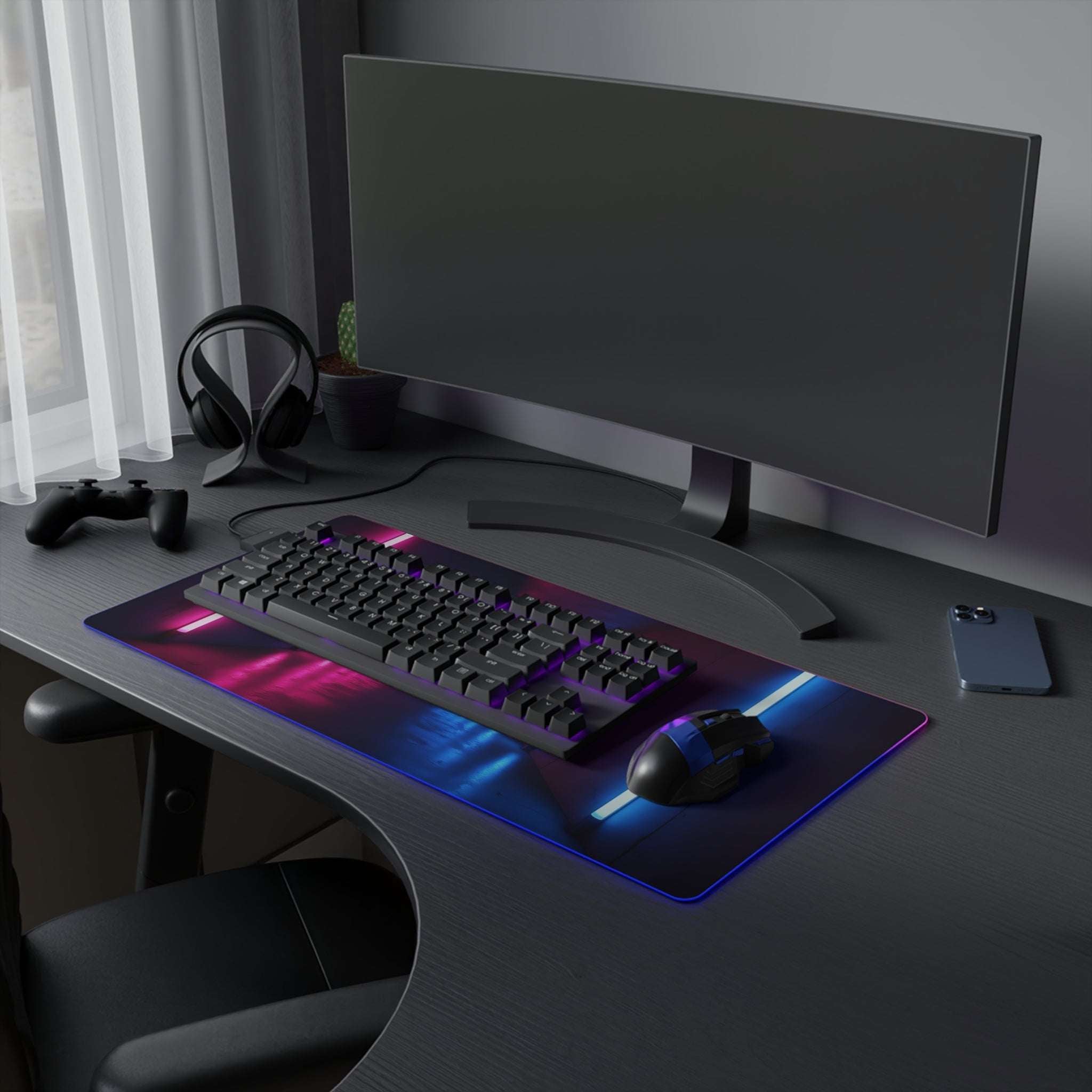 Tapis de Souris Gaming LED RGB Corridor Néon - Design Futuriste - PadCraftStudio