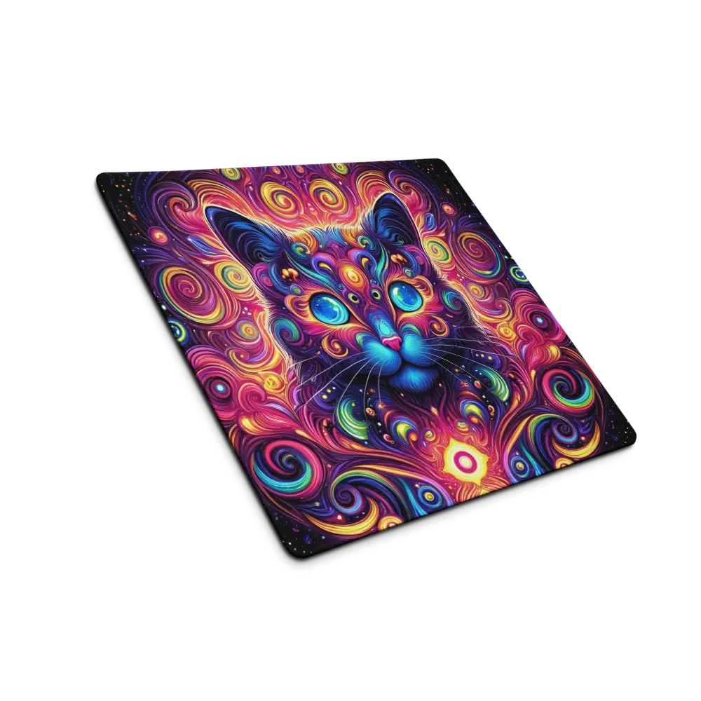 Tapis de Bureau Design Chat Fractal Multicolore – Accessoire Setup Gaming Original - PadCraftStudio
