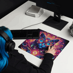 Tapis de Bureau Design Chat Fractal Multicolore – Accessoire Setup Gaming Original - PadCraftStudio