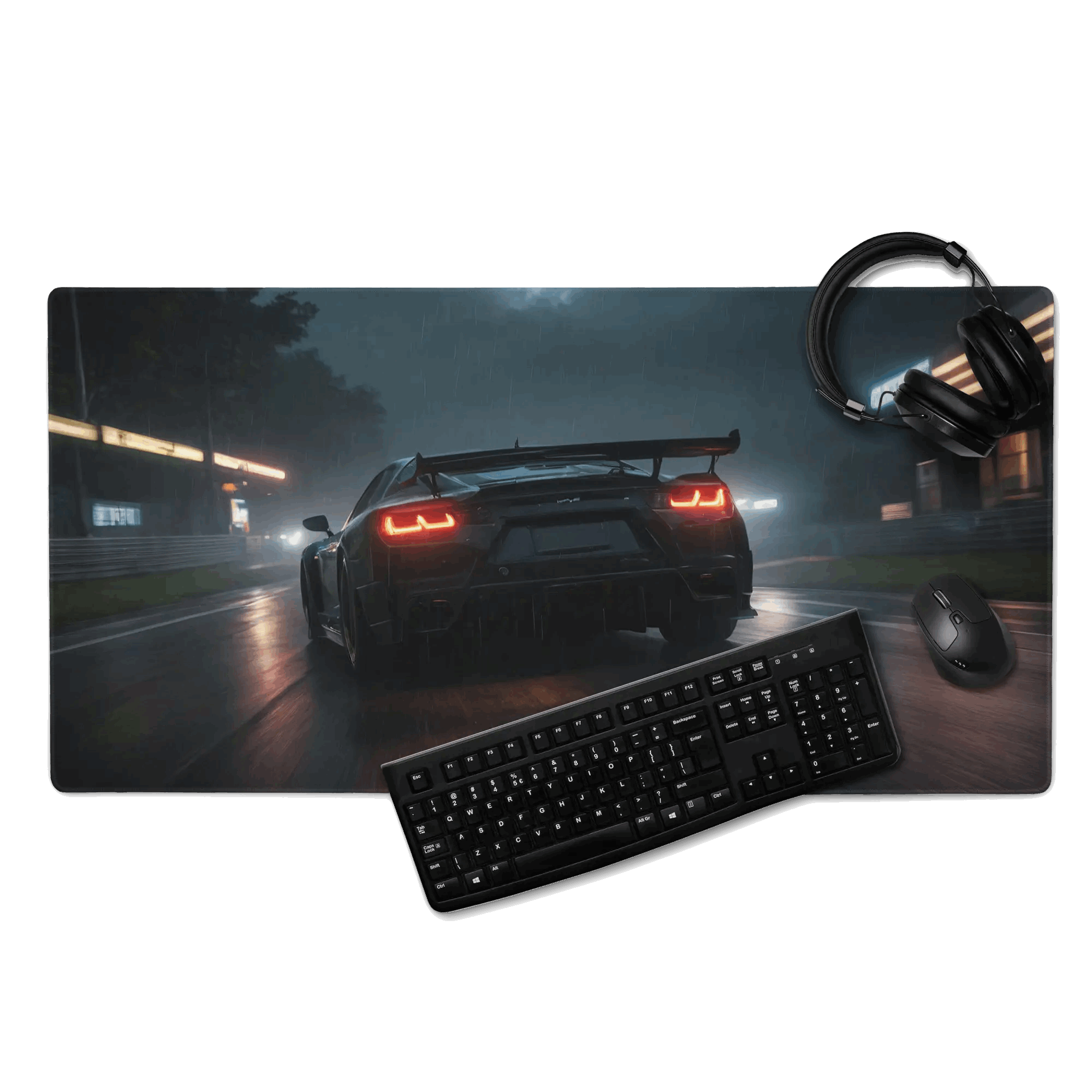 Tapis de Souris Gaming XXL - Design Voiture de Sport de Nuit - 90x45cm - PadCraftStudio