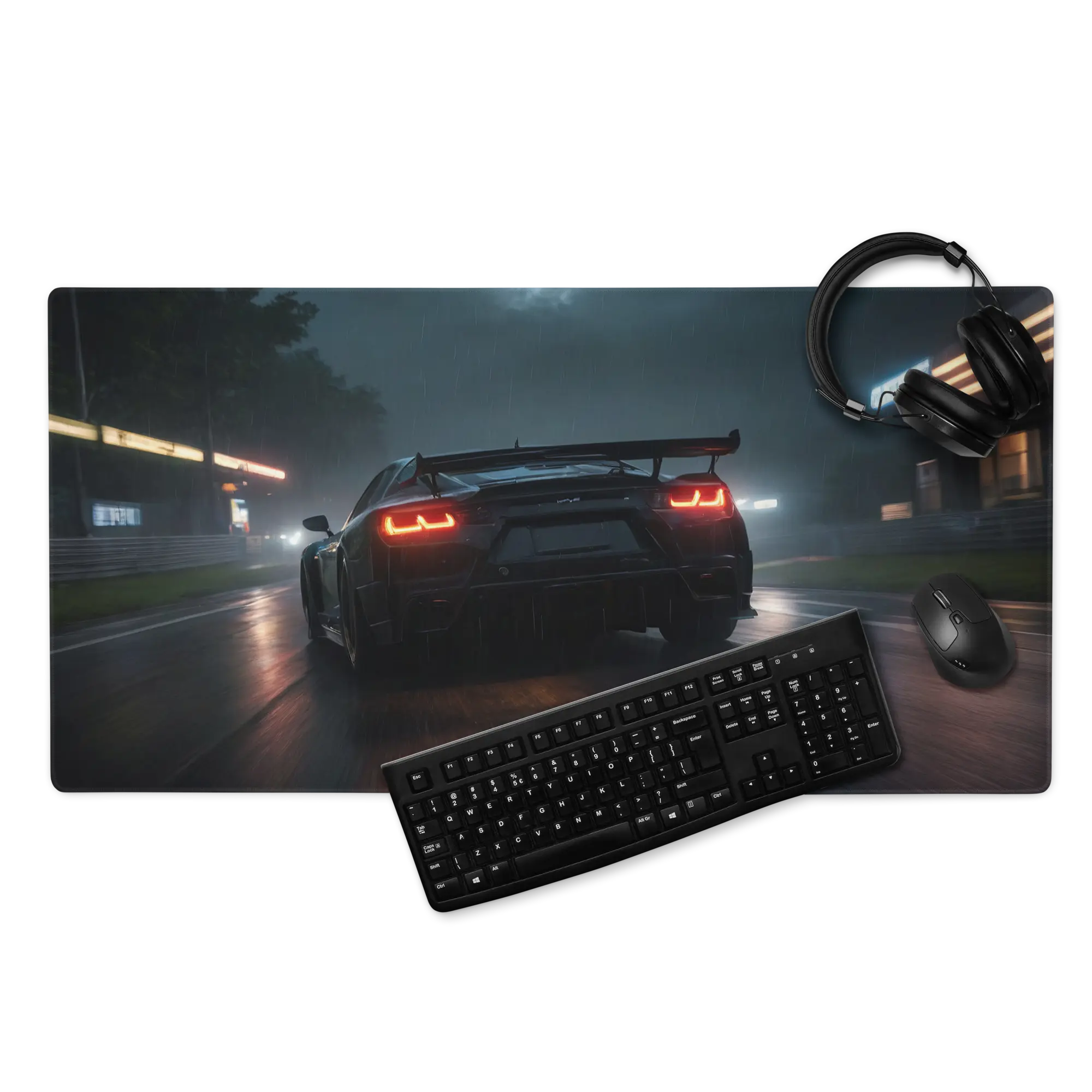 Tapis de Souris Gaming XXL - Design Voiture de Sport de Nuit - 90x45cm - PadCraftStudio