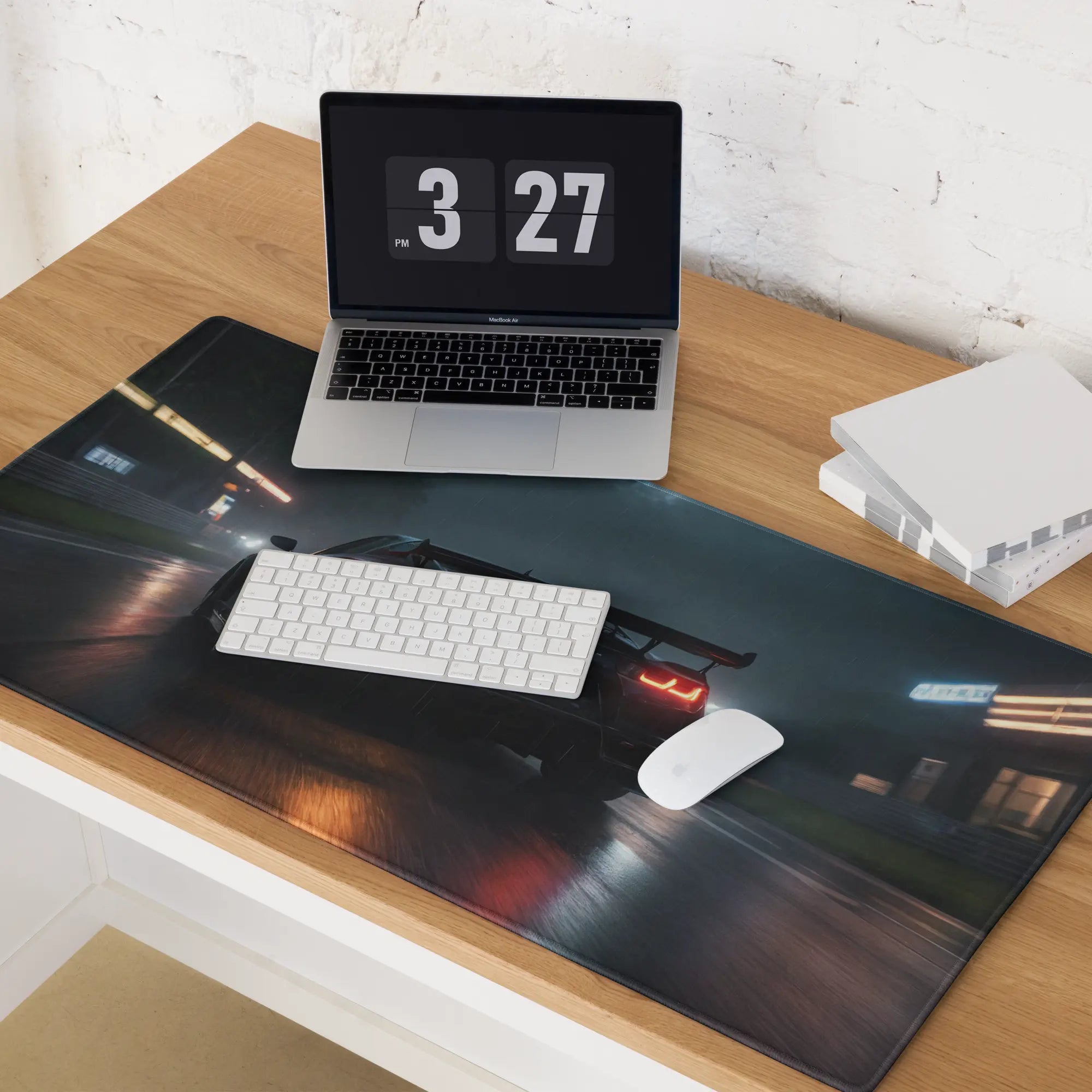 Tapis de Souris Gaming XXL - Design Voiture de Sport de Nuit - 90x45cm - PadCraftStudio