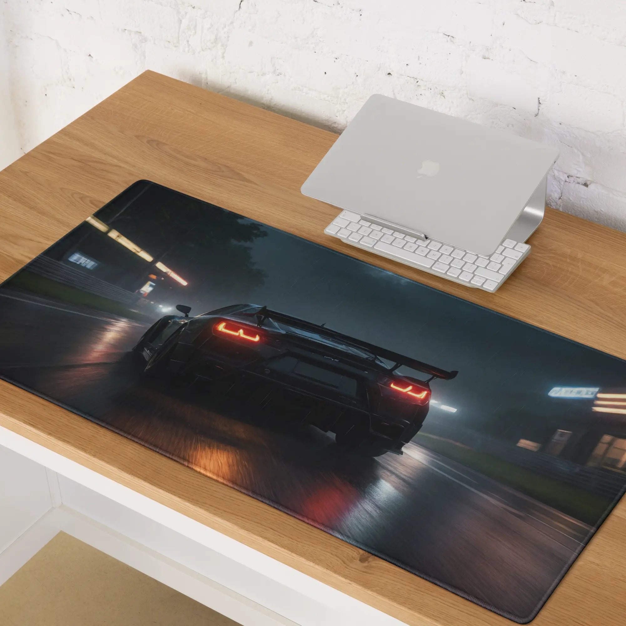 Tapis de Souris Gaming XXL - Design Voiture de Sport de Nuit - 90x45cm - PadCraftStudio