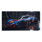 Tapis de Bureau Géant Style "Super-Car" - Thème Héros de BD Bleu et Rouge - - PadCraftStudio