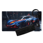 Tapis de Bureau Géant Style "Super-Car" - Thème Héros de BD Bleu et Rouge - - PadCraftStudio