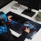 Tapis de Bureau Géant Style "Super-Car" - Thème Héros de BD Bleu et Rouge - - PadCraftStudio