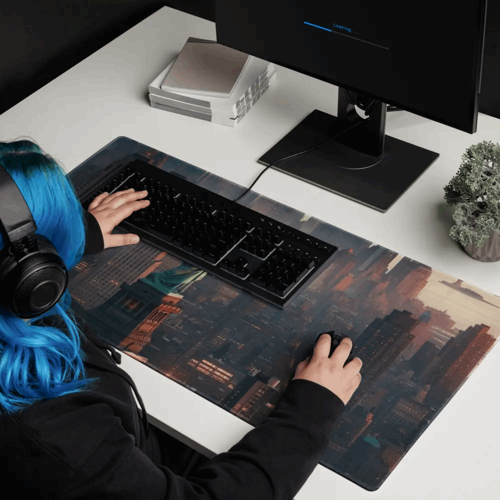 Tapis de Souris Gaming XXL New York - Statue de la Liberté (90x45cm) - PadCraftStudio