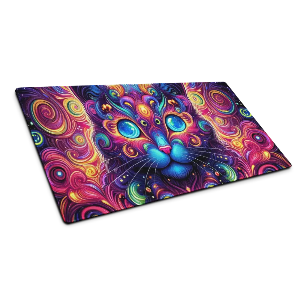 Tapis de Bureau Design Chat Fractal Multicolore – Accessoire Setup Gaming Original - PadCraftStudio