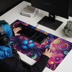 Tapis de Bureau Design Chat Fractal Multicolore – Accessoire Setup Gaming Original - PadCraftStudio
