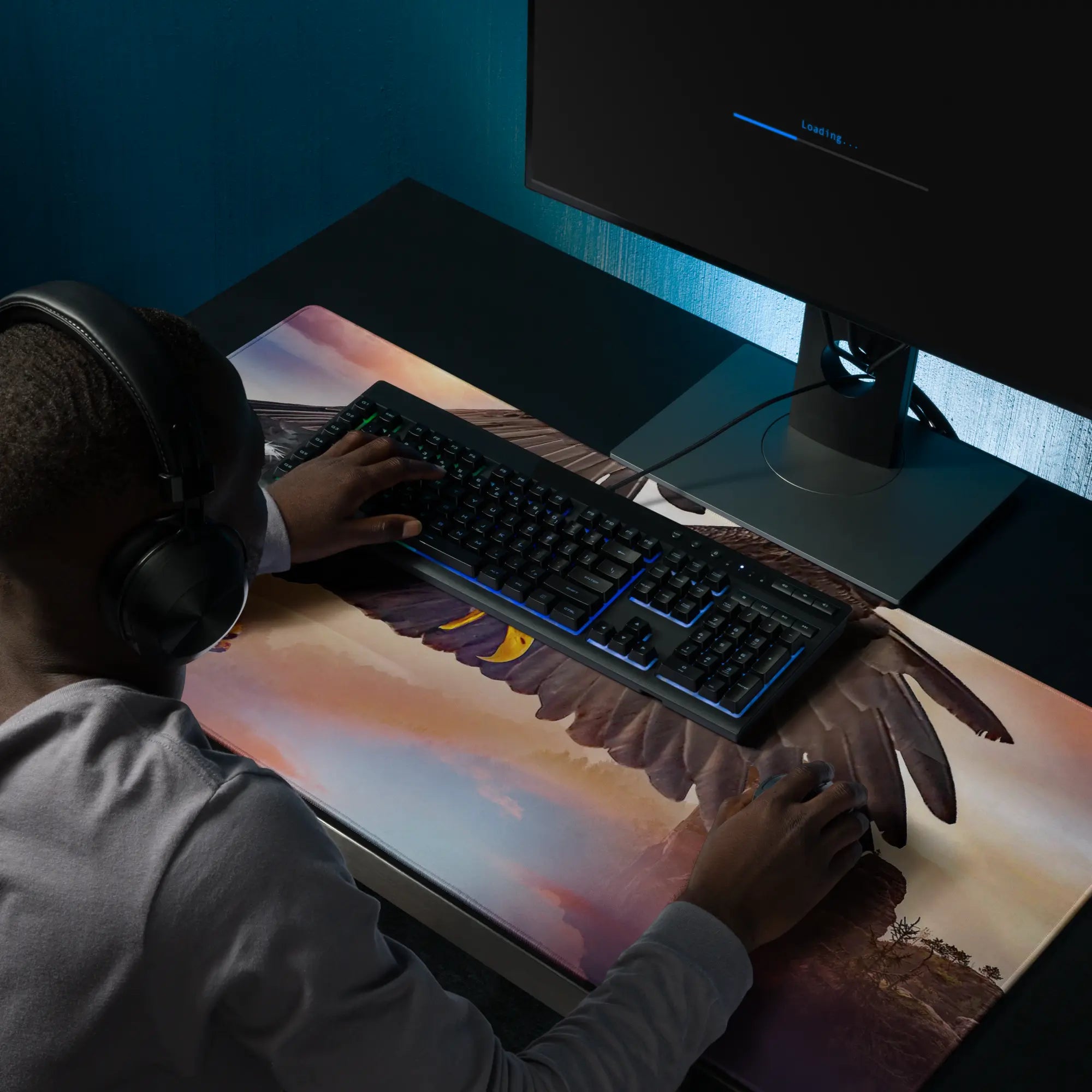 Tapis de souris gaming - Aigle en vol - PadCraftStudio