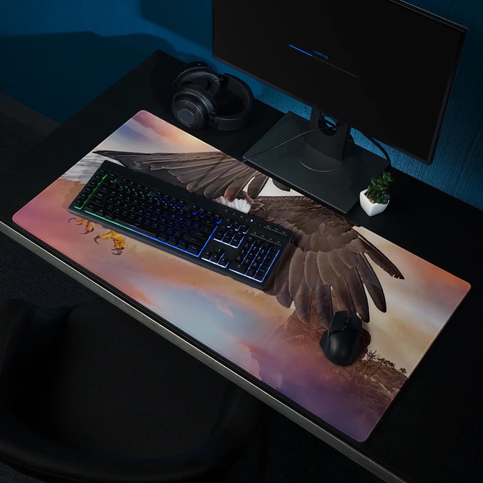 Tapis de souris gaming - Aigle en vol - PadCraftStudio